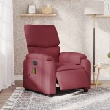 VidaXL Fotoliu electric de masaj rabatabil, roșu vin, textil