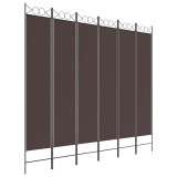 Cumpara ieftin Paravan de camera cu 6 panouri, maro, 240x220 cm, textil