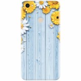 Husa silicon pentru Xiaomi Redmi Note 5A, Sunflower On Blue Wood