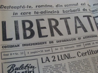 ziarul libertatea - 22 februarie 1990 foto