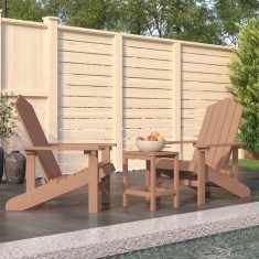 vidaXL Scaune de gradina Adirondack cu masa, maro, HDPE foto