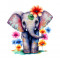 Sticker decorativ Elefant, Multicolor, 60 cm, 5738ST