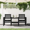 Banca gradina vidaXL 2 locuri cu masa, lemn masiv pin, negru, 175x55x89 cm, suport bauturi