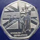 50 pence 2023 Marea Britanie, Windrush Generation, Bunc, Coincard, Europa