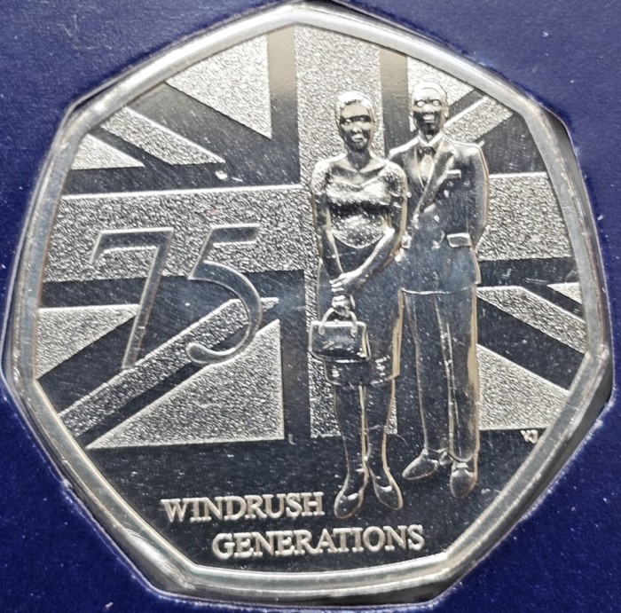 50 pence 2023 Marea Britanie, Windrush Generation, Bunc, Coincard