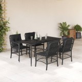 VidaXL Set mobilier de grădină cu perne, 5 piese, negru, poliratan 3212099