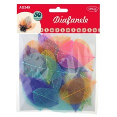 Diafanele DACO, 50 Buc/Set, Multicolor, Model Frunze, Frunze Transparente Decorative, Frunze Transparente Colorate, Schelete Frunze, Schelete Frunze D foto