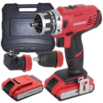 Raider Power Tools Bormasina acumulator Li-Ion 20V 2 viteze 2x2Ah, 58Nm adaptor 90&amp;deg; foto