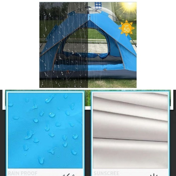 Cort automat de 2-3 persoane pentru camping, Impermeabil, Rezistent UV, Plasa anti-tantari, Poliester 170T si Panza Oxford 210D,