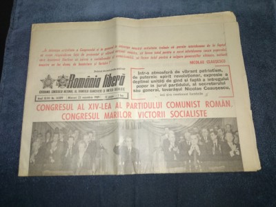 ZIARUL ROMANIA LIBERA 22 NOIEMBRIE 1989 AL 14 - LEA CONGRES PCR foto