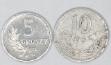 POLONIA Lot / 2buc - 5 + 10 GROSZY 1963