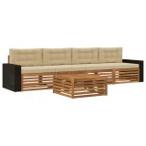 vidaXL Set de canapele de exterior cu pernă 5 pcs Natural și Bej 3383006