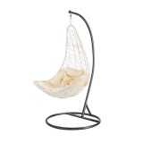 Fotoliu hamac gradina interior exterior Natal Alb Negru Polyrattan Otel Confortabil 102x195cm