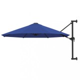 vidaXL Umbrelă de soare de perete cu st&acirc;lp metalic, albastru, 300 cm