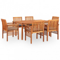 vidaXL Set mobilier de exterior cu perne 7 piese, lemn masiv de acacia