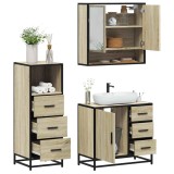 vidaXL Set mobilier de baie, 3 piese, stejar sonoma, lemn prelucrat