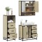 vidaXL Set mobilier de baie, 3 piese, stejar sonoma, lemn prelucrat 3301046