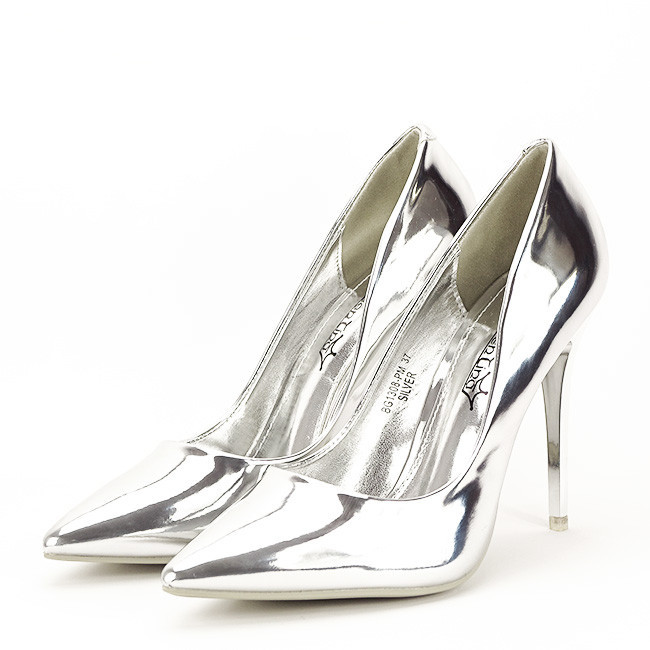 Pantofi argintii cu toc Samanta 02, 36, 38 - 40, Argintiu | Okazii.ro
