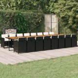 vidaXL Set mobilier de grădină cu perne, 17 piese, negru, poliratan 3095680