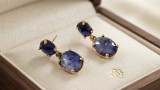 Cumpara ieftin Cercei Drop-Down din Argint 925 Placati cu Aur, cu Zirconia Albastru Indigo