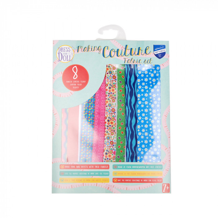 Set de materiale hainute pentru papusi Couture Blue Daisy, Dress Your Doll EduKinder World