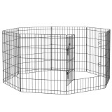 PawHut Padoc Portabil pentru C&acirc;ini, Pisici și Căței, Structură din S&acirc;rmă Metalică, 8 Module, 76x61 cm, Negru | Aosom Romania