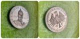 H121-Medalia argintata UNC Wilhelm 2-Kaiser-Imparatul german al Prusiei primul razboi- 1859-1941. Diametrul 4 cm.