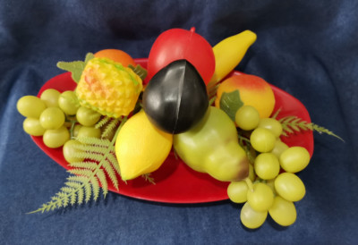 Platou cu fructe plastic Decor Rom&amp;acirc;nia perioada comunista 31x18cm foto
