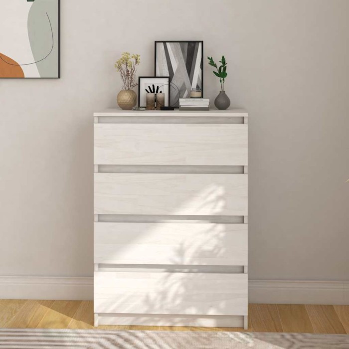vidaXL Dulap lateral, alb, 60x36x84 cm, lemn masiv de pin