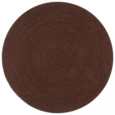 vidaXL Covor manual, maro, 120 cm, iută, rotund 133672 foto