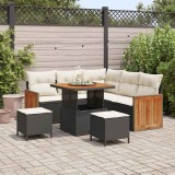 vidaXL Set de canapele pentru grădină cu pernă 8 pcs negru și crem