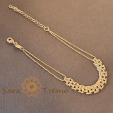 Bratara placata cu aur pentru femei , model cu lanturi laterale si fata tip bratara de ceas, 19 + 5 cm