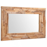 Oglindă decorativă din lemn de tec, 90 x 60 cm, dreptunghiular, vidaXL