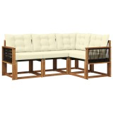 vidaXL Set de canapele de exterior cu pernă 4 pcs Natural și Crem 3381918