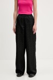 HUGO pantaloni culoarea negru, lat, high waist, 50536962