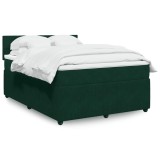 vidaXL Pat box spring cu saltea, verde &icirc;nchis, 160x200 cm, catifea 3287785