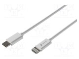 Cablu USB 2.0 NATEC Lightning - USB C, 1m, alb, 20W, certificat MFI