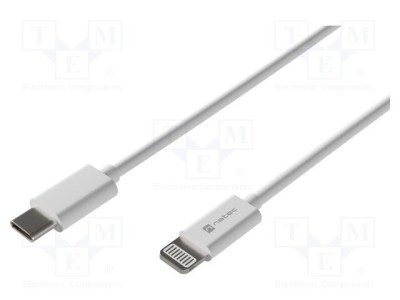 Cablu USB 2.0 NATEC Lightning - USB C, 1m, alb, 20W, certificat MFI foto