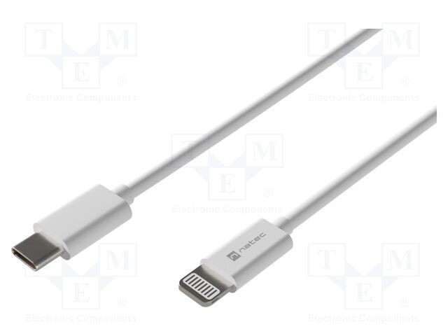 Cablu USB 2.0 NATEC Lightning - USB C, 1m, alb, 20W, certificat MFI