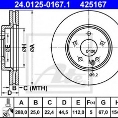 Disc frana MERCEDES B-CLASS (W245) (2005 - 2011) ATE 24.0125-0167.1