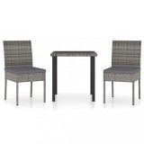Cumpara ieftin Set mobilier de gradina, 3 piese, gri, poliratan