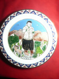 Farfurie ornamentala ceramica pictata -handmade - Cypru -motive locale ,d=26cm