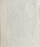 Lucrare 2 Clarette Wachtel (1897 - 1981), tuș pe carton subțire, 30 x 21 cm fara rama, artist rom&acirc;n, artă rom&acirc;nească, Ploiești / București, iudaica