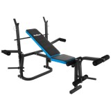 Banca Antrenament Multifunctionala Rebel Active, 220kg, Piele Sintetica, 160x130x105cm, Spatar Reglabil, Suport Haltere 100kg