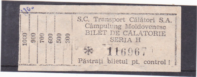 BILET VECHI - AUTOBUZ S.C. TRANSPORT CALATORI CAMPULUNG MOLDOVENESC foto