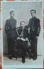 Fotografie tip carte postala, necirculata, trei militari, perioada interbelica
