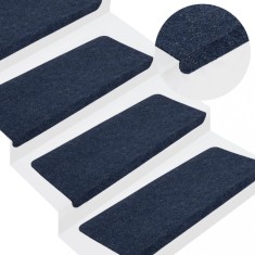 vidaXL Covorașe scări autoadezive, 15 buc., albastru, 65x24,5x3,5 cm