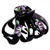 Clamă Păr, Model Gheisa, Flori Pictate, Negru, 6cm, Oem