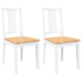 Cumpara ieftin Scaune de sufragerie 2 buc Cauciuc din lemn masiv alb