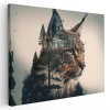 Tablou fantezie pisica cu peisaj de munte 1662 Tablou canvas pe panza CU RAMA 60x80 cm